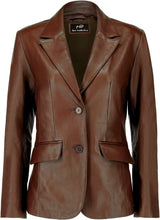 Load image into Gallery viewer, Women&#39;s Red Lambskin Leather Long Sleeve Jacket