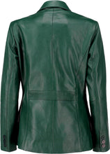 Load image into Gallery viewer, Women&#39;s Teal Blue Lambskin Leather Long Sleeve Jacket