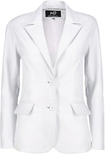 Load image into Gallery viewer, Women&#39;s White Lambskin Leather Long Sleeve Jacket