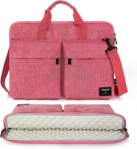 Canvas Coral Pink 2 Pocket Top Handle Laptop Bag