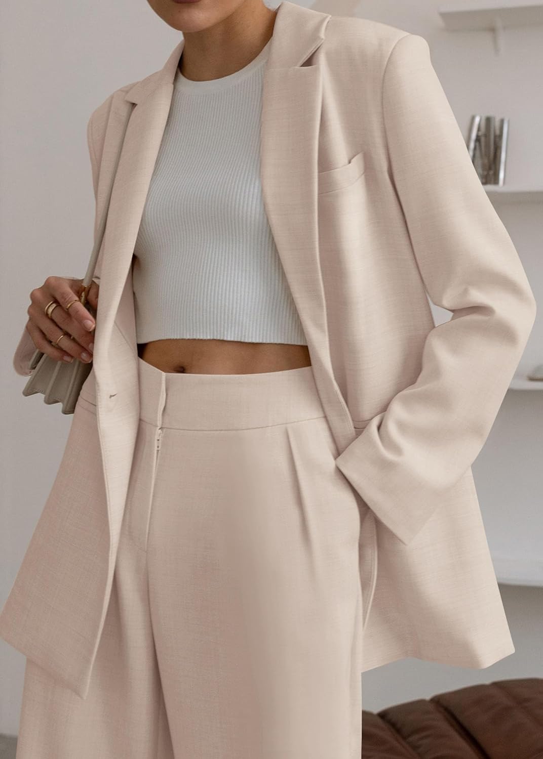 Bella Womens Office White Pink Suit With Elegant Blazer And Pantsuit Casual  Loose Pants Jacket For Work And Formal Occasions Style 221006 From Luo02,  $41.3