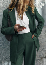 Load image into Gallery viewer, Sophisticated Working Woman Hunter Green Blazer &amp; Pants Suit Set