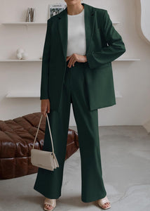 Sophisticated Working Woman Hunter Green Blazer & Pants Suit Set