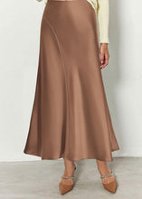 Load image into Gallery viewer, Summer Satin Red Wine A Line Maxi Skirt