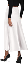 Load image into Gallery viewer, Summer Satin Coffee A Line Maxi Skirt