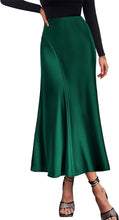 Load image into Gallery viewer, Summer Satin Red Wine A Line Maxi Skirt