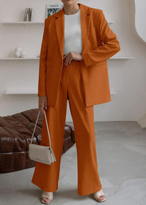 Sophisticated Working Woman Red Blazer & Pants Suit Set
