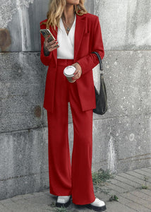 Sophisticated Working Woman Beige Blazer & Pants Suit Set