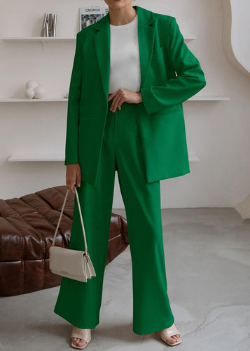 Sophisticated Working Woman Green Blazer & Pants Suit Set