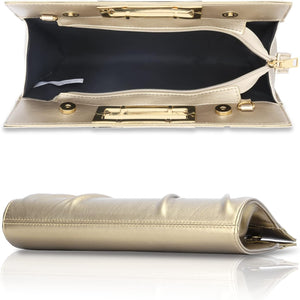 Vegan Leather Open Handle Green Clutch Style Evening Bag