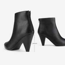 Load image into Gallery viewer, Black Winter Chic Pointy Toe Low Heel Ankle Boots