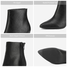 Load image into Gallery viewer, Black Winter Chic Pointy Toe Low Heel Ankle Boots