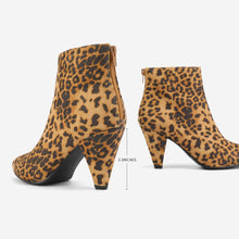 Load image into Gallery viewer, Leopard Colour Winter Chic Pointy Toe Low Heel Ankle Boots