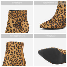 Load image into Gallery viewer, Leopard Colour Winter Chic Pointy Toe Low Heel Ankle Boots