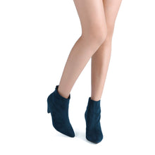 Load image into Gallery viewer, Navy Blue Suede Winter Chic Pointy Toe Low Heel Ankle Boots