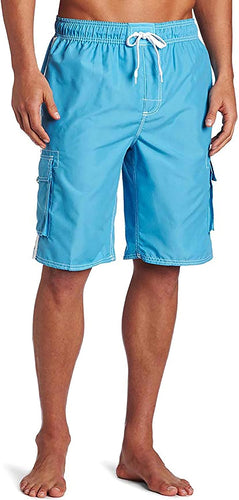 Men's Light Blue Cargo Style Swim Shorts w/Pockets