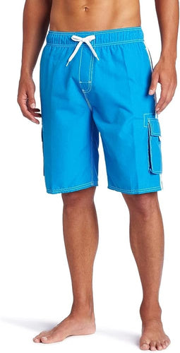 Men's Turquoise Cargo Style Swim Shorts w/Pockets