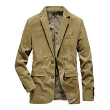 Load image into Gallery viewer, Khaki Men&#39;s Corduroy Long Sleeve Sports Coat Blazer