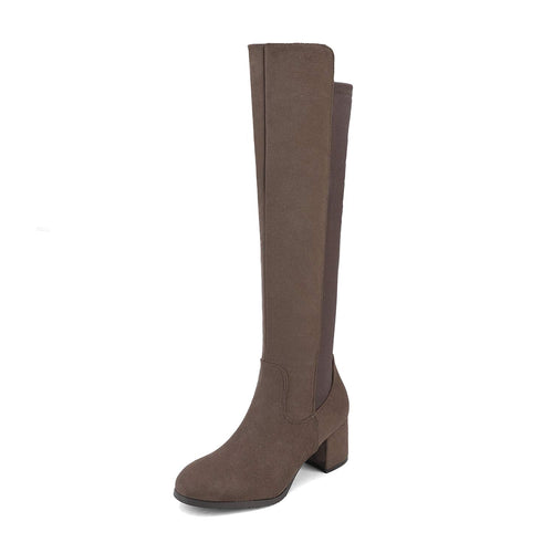 Khaki Pixie Black Knee High Fashion Boots