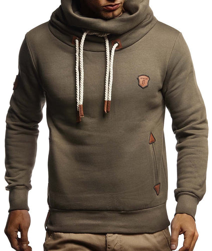 Men's Oversized Dark Khaki Long Sleeve Turtleneck Pullover Shirt