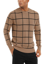 Load image into Gallery viewer, Khaki Men&#39;s Soft Knit Striped Long Sleeve Sweater