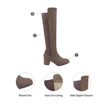 Load image into Gallery viewer, Khaki Pixie Black Knee High Fashion Boots