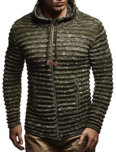 Load image into Gallery viewer, Forest Green Men&#39;s Rippled Long Sleeve Knit Hoodie