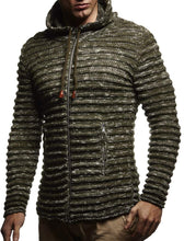 Load image into Gallery viewer, Forest Green Men&#39;s Rippled Long Sleeve Knit Hoodie