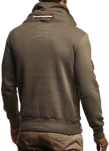 Men's Oversized Dark Khaki Long Sleeve Turtleneck Pullover Shirt