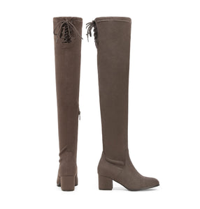 Khaki Laurence Style For Fall Stretch Over The Knee Boots