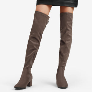 Khaki Laurence Style For Fall Stretch Over The Knee Boots