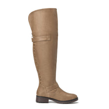 Load image into Gallery viewer, Khaki Faux Leather Wide Calf Stylish Over The Knee Boots