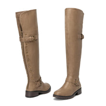 Load image into Gallery viewer, Khaki Faux Leather Wide Calf Stylish Over The Knee Boots