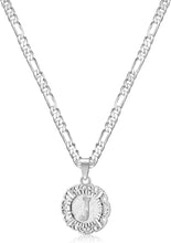Load image into Gallery viewer, 14K White Gold Initials Monogram Round Pendant Chain Necklace