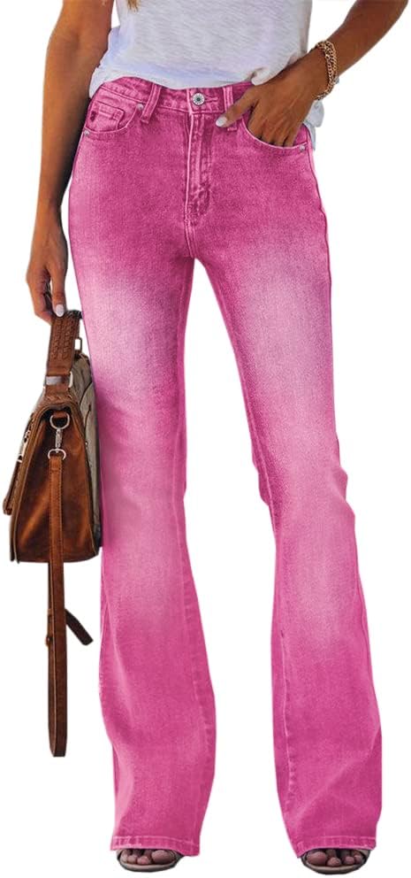 Denim Pink High Rise Boot Cut Jeans