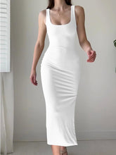 Load image into Gallery viewer, Basic Knit White Sleeveless Midi Dress