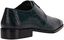 Load image into Gallery viewer, Men&#39;s Oxford Navy Blue Crocodile Lizard Print Leather Dress Shoes