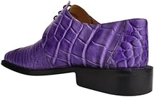 Load image into Gallery viewer, Men&#39;s Oxford Purple Crocodile Lizard Print Leather Dress Shoes