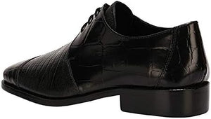Men's Oxford Black Crocodile Lizard Print Leather Dress Shoes