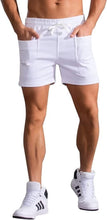 Load image into Gallery viewer, Men&#39;s Drawstring White Pocket Athletic Shorts