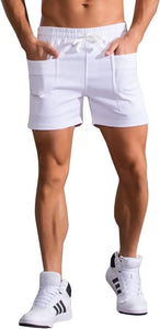Men's Drawstring White Pocket Athletic Shorts