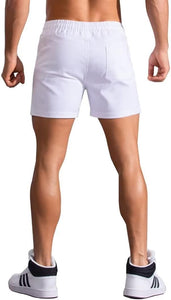 Men's Drawstring White Pocket Athletic Shorts