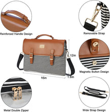 Load image into Gallery viewer, Business Casual Brown Thin Stripe Shoulder Strap Messenger Style Laptop Bag