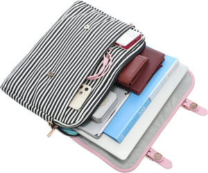 Business Casual Pink Stripe Shoulder Strap Messenger Style Laptop Bag