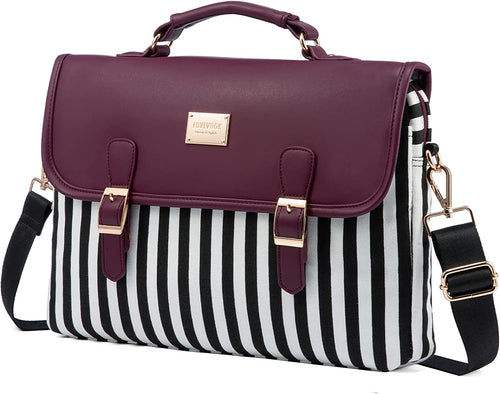 Business Casual Merlot Stripe Shoulder Strap Messenger Style Laptop Bag