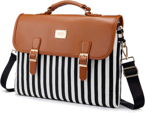 Business Casual Brown Thin Stripe Shoulder Strap Messenger Style Laptop Bag