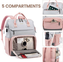 Load image into Gallery viewer, Red/White College Travel Style Work Laptop USB Backpack