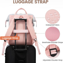 Load image into Gallery viewer, Red/White College Travel Style Work Laptop USB Backpack