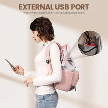 Load image into Gallery viewer, Red/White College Travel Style Work Laptop USB Backpack