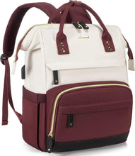Load image into Gallery viewer, Red/White College Travel Style Work Laptop USB Backpack